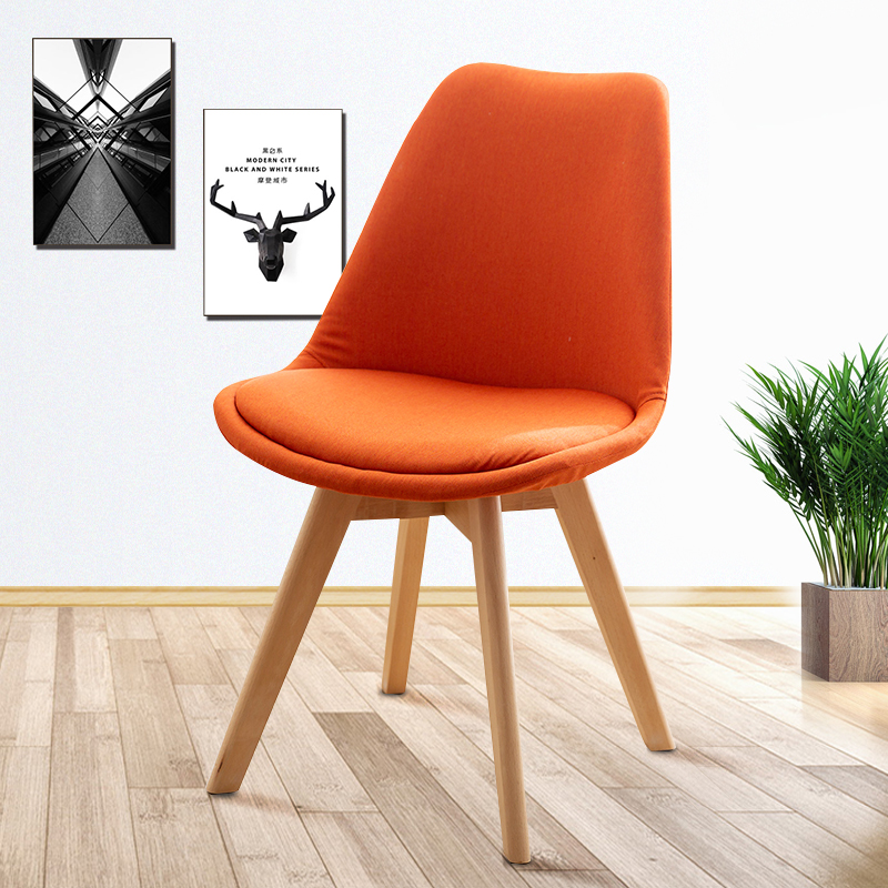 椰果 椅子北欧现代简约实木家用休闲餐椅学习椅子 橙色 升级款