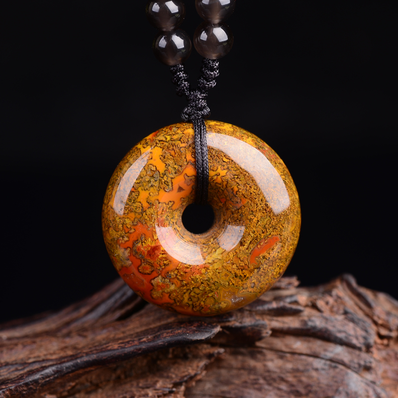 慈灵阁  南红玛瑙平安扣吊坠 满肉原色玛瑙男女款项链