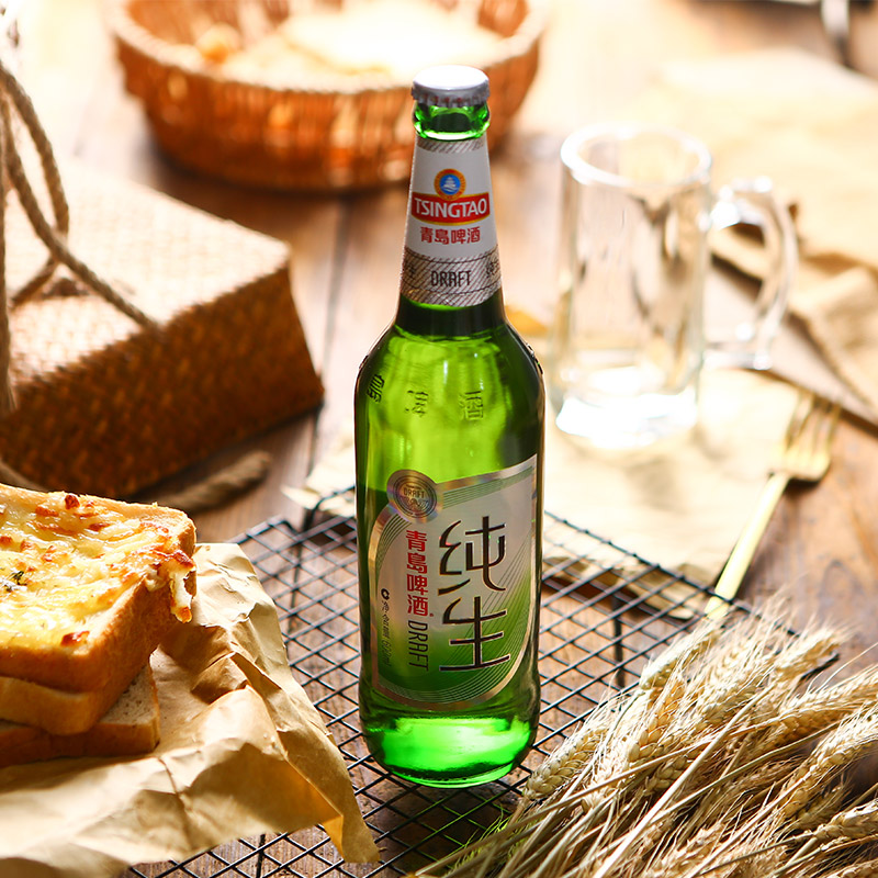 青岛啤酒tsingtao青岛啤酒纯生8度瓶啤瓶装600ml12