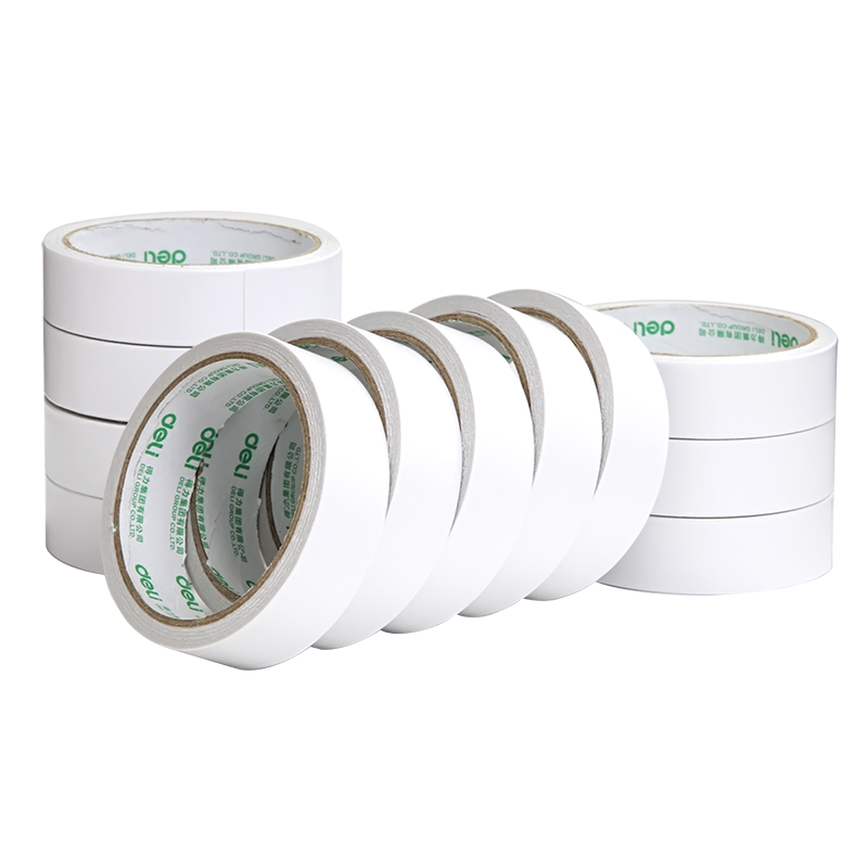 得力（deli）高粘棉紙雙面膠帶 24mm*10y(9.1m/卷) 學(xué)生文具 開(kāi)學(xué)必備學(xué)習用品 白色12卷袋裝 辦公用品 30403