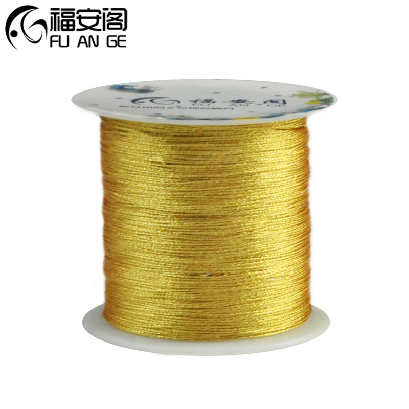 福安阁 穿珠线金线银线高质量结实线绳子佛珠手链DIY饰品专用线/卷 金线 0.4mm左右 约50米