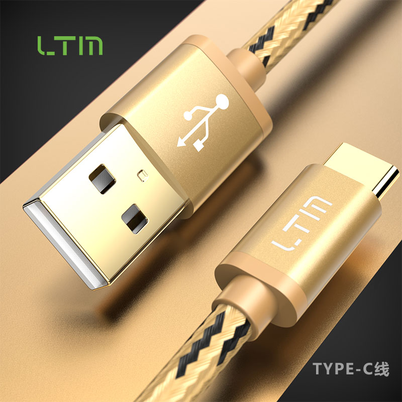 雷特明LTM Type-C数据线安卓手机充电线USB-C快充手机电源线适用华为荣耀小米锤子360手机 定制版香槟金1米