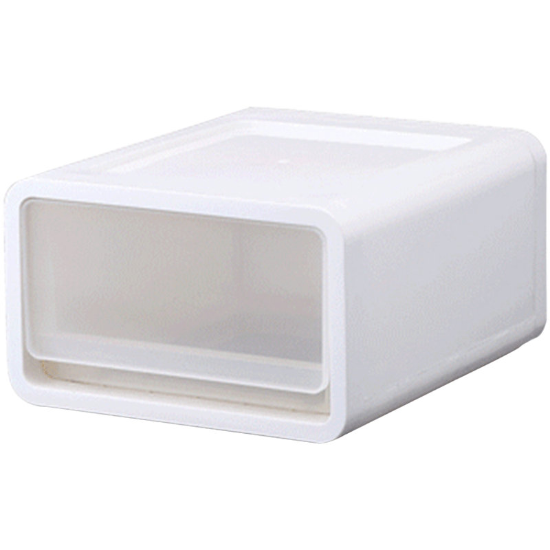 储物收纳用品透明抽屉式收纳箱柜架筐零食储物盒塑料前开式玩具整理箱子厨房浴室客厅卧室床头柜 白色一个 1个