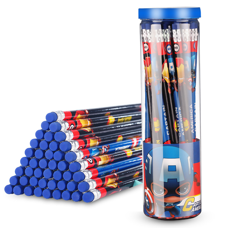 迪士尼（Disney）小学生铅笔 30支桶装小皮头木质 儿童铅笔画画笔 漫威（带皮头）