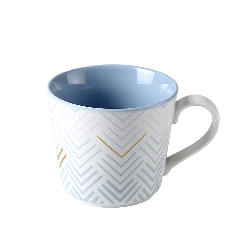 佳佰 陶瓷马克杯 情侣水杯居家办公咖啡杯茶杯牛奶杯早餐麦片杯 几何纹斜口马克杯