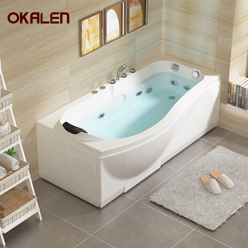 欧凯伦（OKALEN）成人按摩浴缸亚克力恒温浴盆1.5米1.6米1.7米 右双裙按摩缸 约1.5m