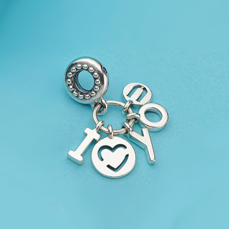 PANDORA PANDORA潘多拉 我爱你925银串饰 796596FPC 生日礼物 七夕情人节礼物送女友 粉红色