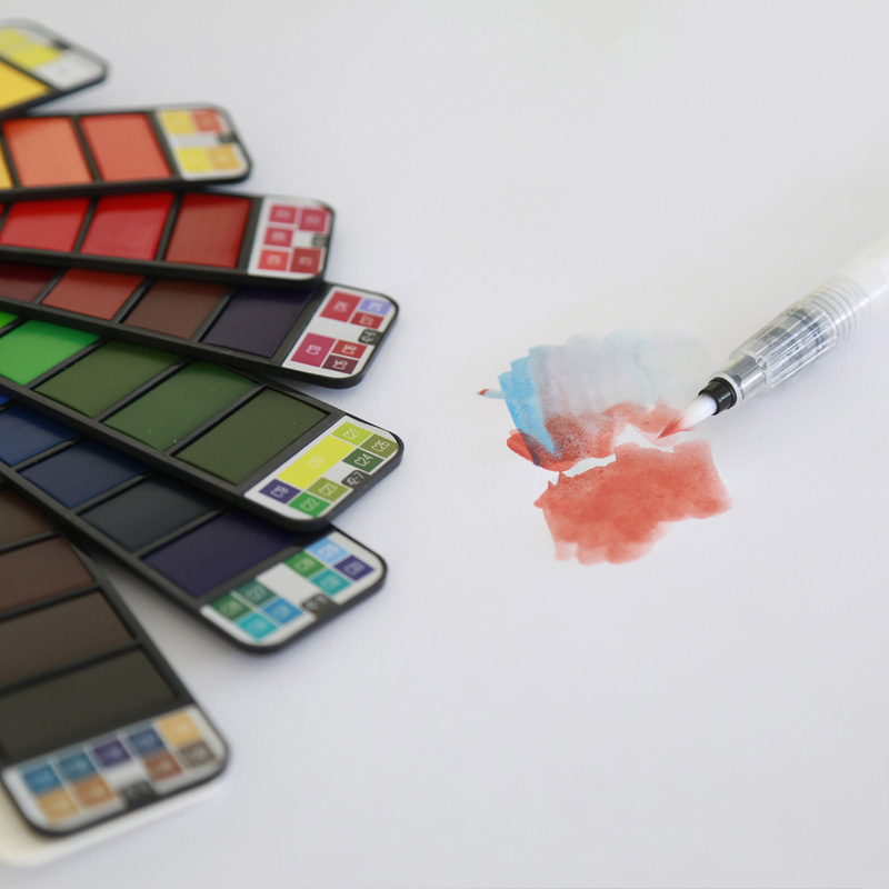 秀普superior固体水彩颜料套装42色学生设计手绘便携分装工具透明水彩