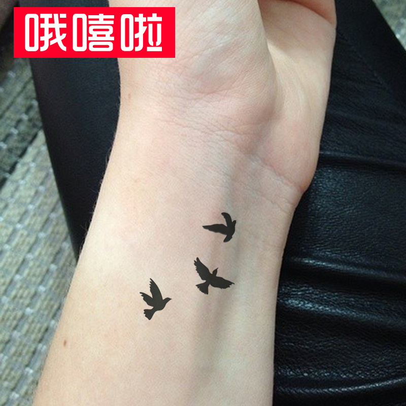 字母六芒星月亮梵文鸟猫咪性感手臂脚裸手指防水刺青贴纸 飞鸟c-021
