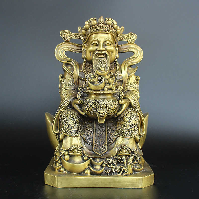 铜人艺巷铜人艺巷黄铜文财神铜财神摆件铜财神爷像家居客厅供奉乔迁