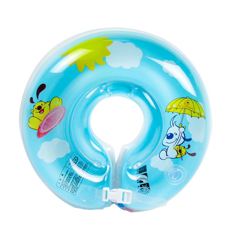 诺澳 婴幼儿充气游泳圈新生儿宝宝学游泳安全可调泳圈防后仰戏水玩具 (蓝色均码)内径8.5cm左右