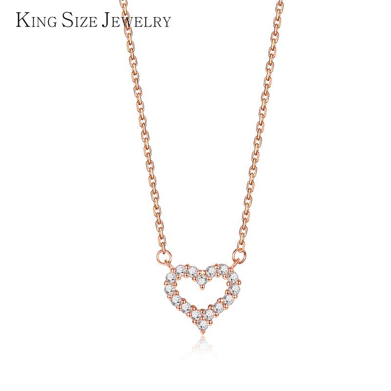 king size jewelry 18k金心形钻石项链女士克拉钻石吊坠 18k金玫瑰