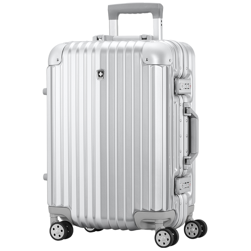 瑞动（SWISSMOBILITY）铝框行李箱20英寸时尚拉杆箱 静音万向轮男女登机旅行箱 5232奢华银