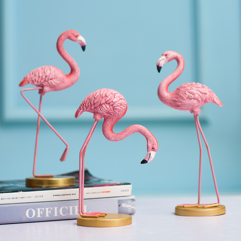 星扉家居装饰摆件 创意ins火烈鸟树脂装饰品北欧卧室客厅办公桌可爱