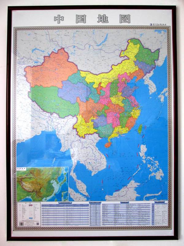 4米 竖版中国地图 装饰画 有框画 无框画 壁画 客厅办公室