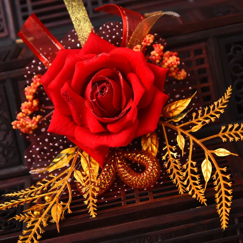 思泽 婚庆结婚胸花别针胸花条婚礼大全婚宴新人襟花男方女方佩戴的花