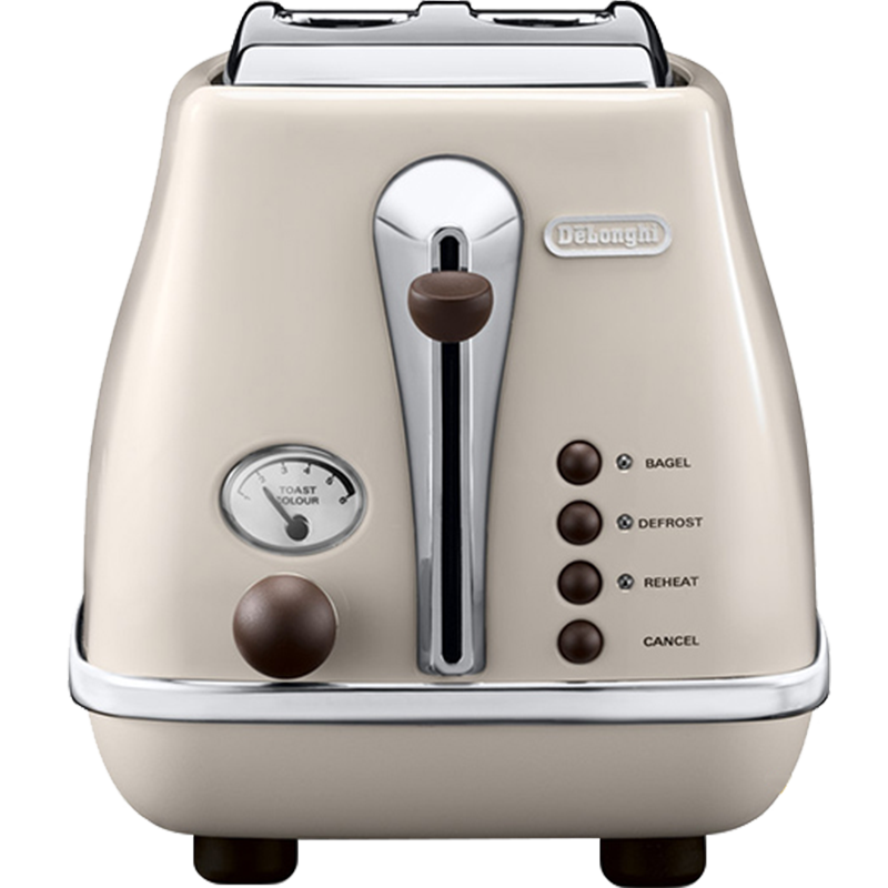 德龙(Delonghi) CTO2003.VBG多士炉 icona复古早餐系列2片式家用面包机 奶油白