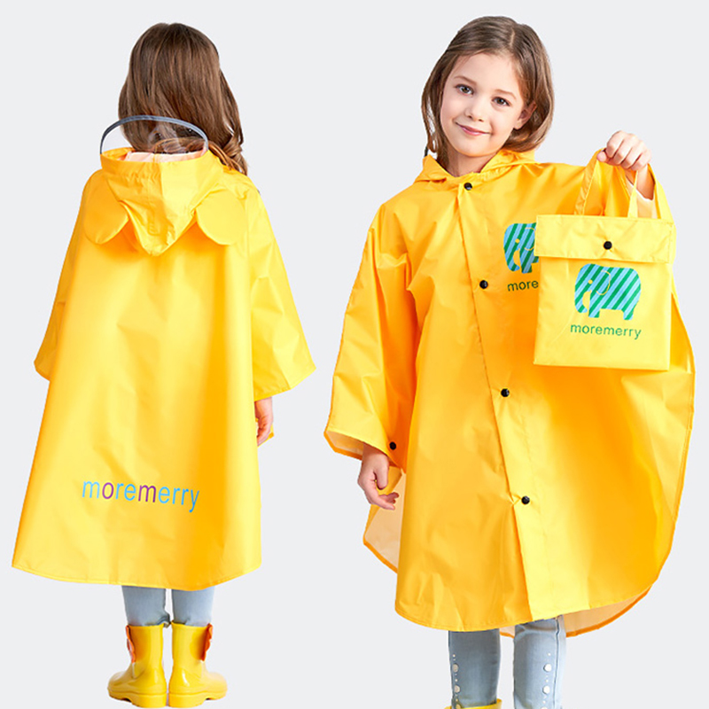 班哲尼 儿童雨衣非一次性男童女童雨披斗篷雨衣尼龙防水面料小学生书包雨披斗篷儿童雨具可重复使用 黄色 XXL