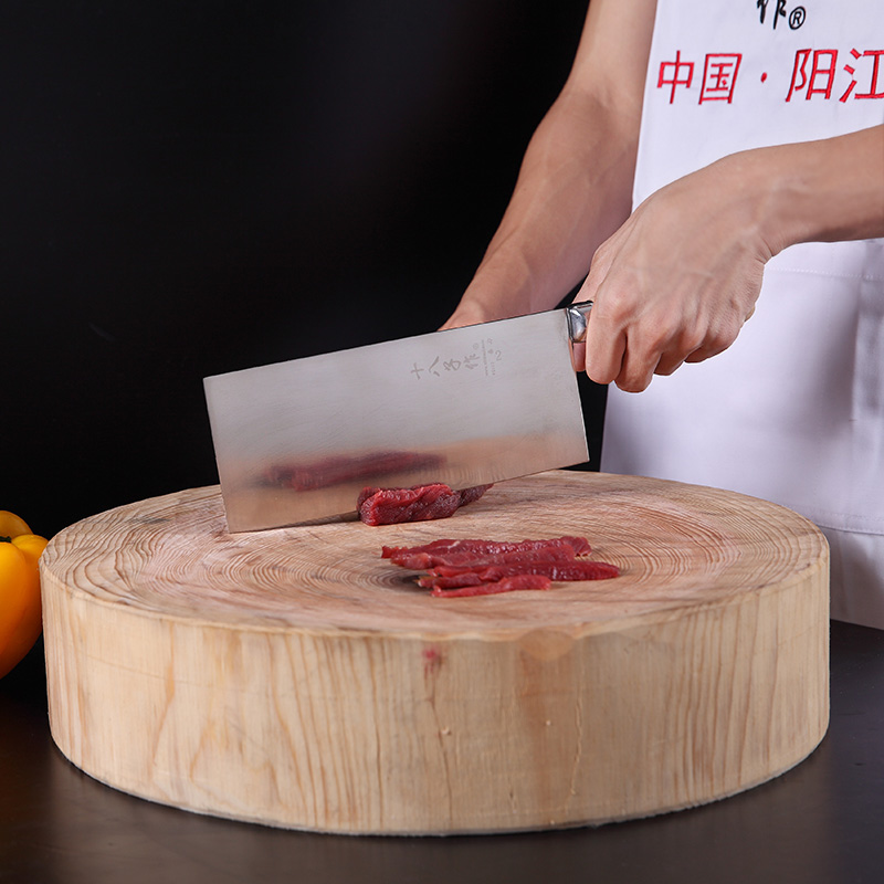 十八子作厨师菜刀阳江桑刀2号手工锻打切片刀蔬菜家用厨刀切片刀加大厨刀 加大号厨片刀【P2】XL