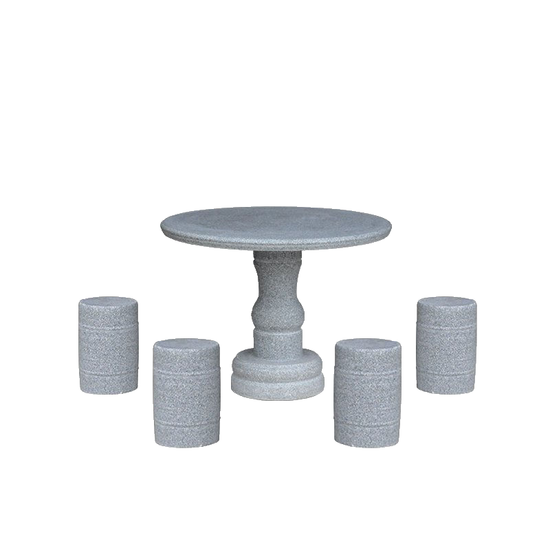 欧芳庭 户外露台凉亭花园庭院花园大理石石头桌子 圆台石凳石桌石椅圆凳 别墅石头桌椅户外公园桌椅公园椅 一桌四凳（桌直径80CM）