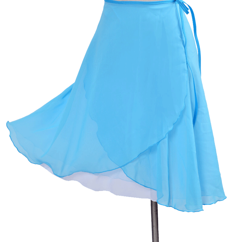 宸芃芭蕾舞蹈练功服雪纺一片纱裙教师体操裙子 浅蓝 白 均码