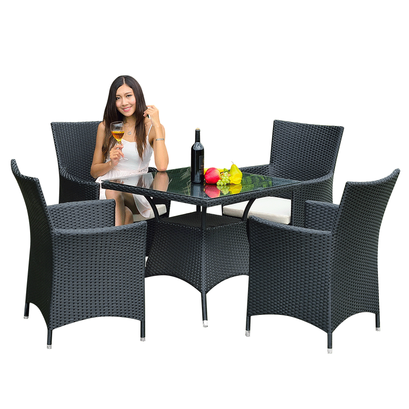 嘉勒美 户外桌椅庭院阳台咖啡厅餐厅露台花园三件套休闲家具 新款4椅+1桌