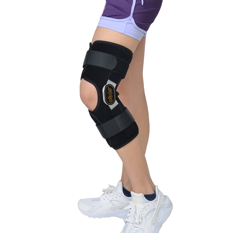 ober 护膝 膝关节固定支具 膝关节松脱韧带损伤撕裂 膝盖过伸康复 黑色 M