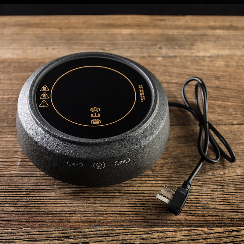 容山堂 电陶炉茶炉 迷你家用煮茶器玻璃烧水壶蒸茶器茶具 陶瓷触控电陶炉-禅黑