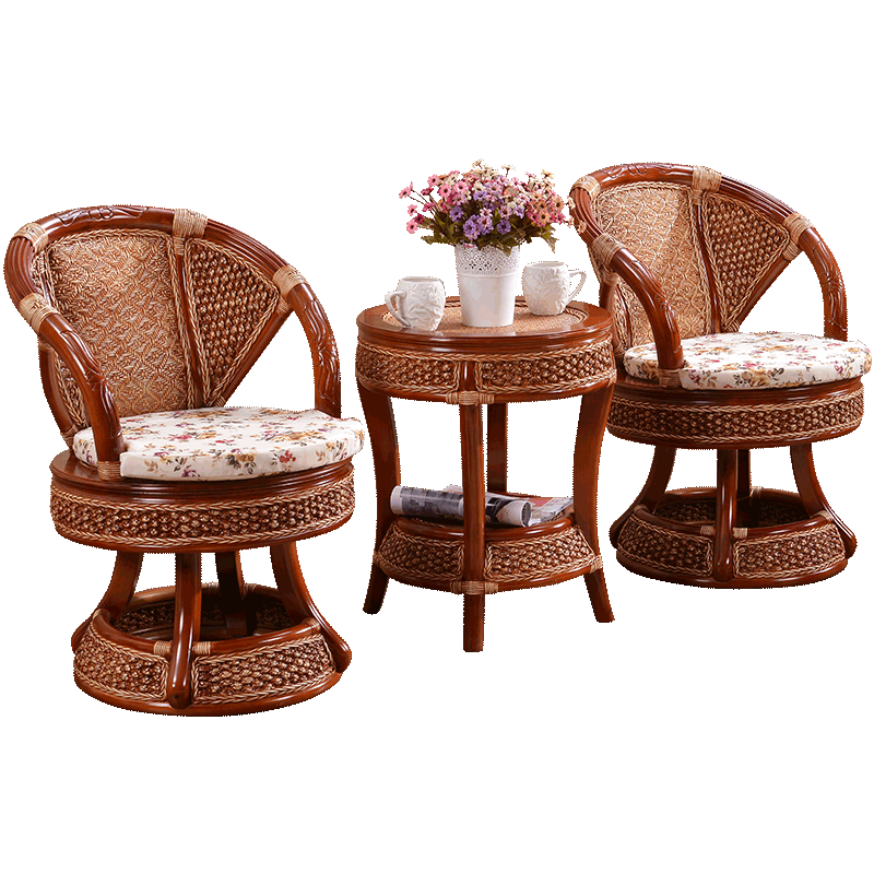 藤妃 藤椅子 藤椅三件套 真藤编休闲椅茶几组合 阳台书房桌椅 三件套