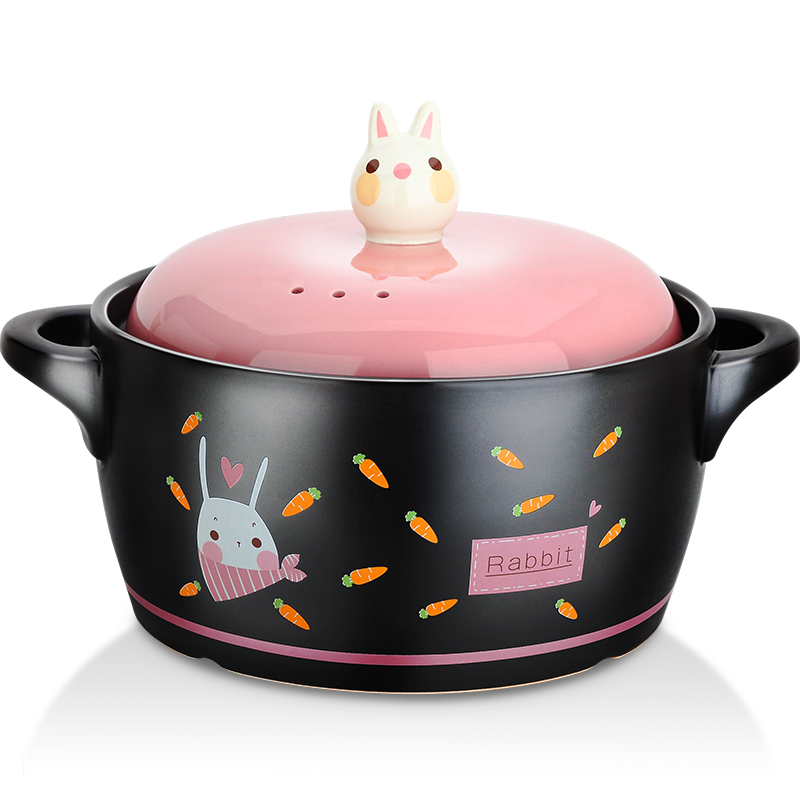 美厨陶瓷煲砂锅：粉兔系列手工彩釉砂锅