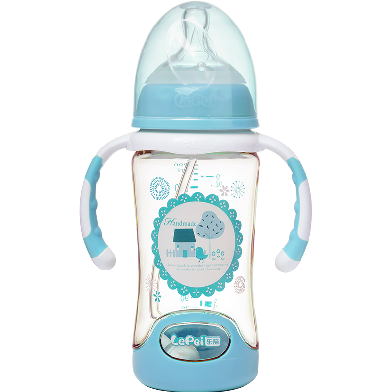 乐陪 新生儿宽口径耐摔PPSU奶瓶SU10-11 180-280ML 天湖蓝280ML