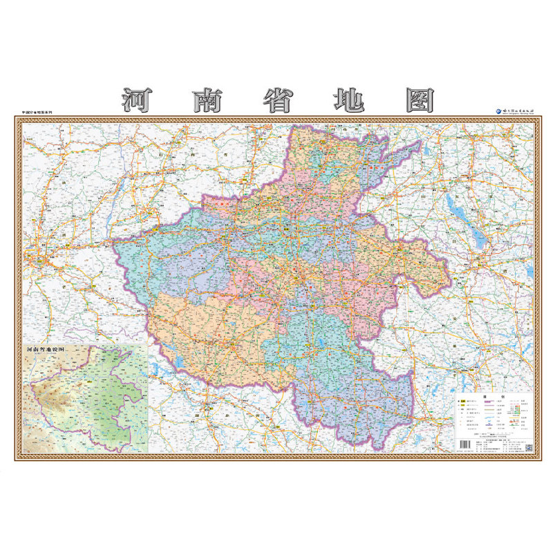 【丝绸地图】 新版 河南省地图挂图 丝绸版1.1米x0.8米 高清精美彩印 哈尔滨地图出版社