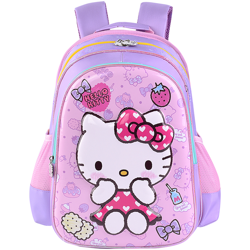 凯蒂猫（Hello Kitty）小学生书包女 儿童书包1-3-6年级儿童可爱卡通双肩减负透气背包 紫色