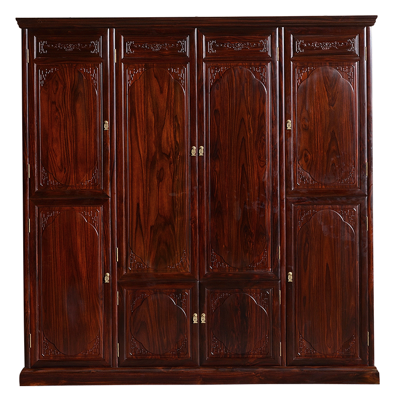 祥蕴阁 红木家具印尼黑酸枝学名阔叶黄檀素面衣柜四门衣柜实木大容量多功能明清古典衣柜 衣柜