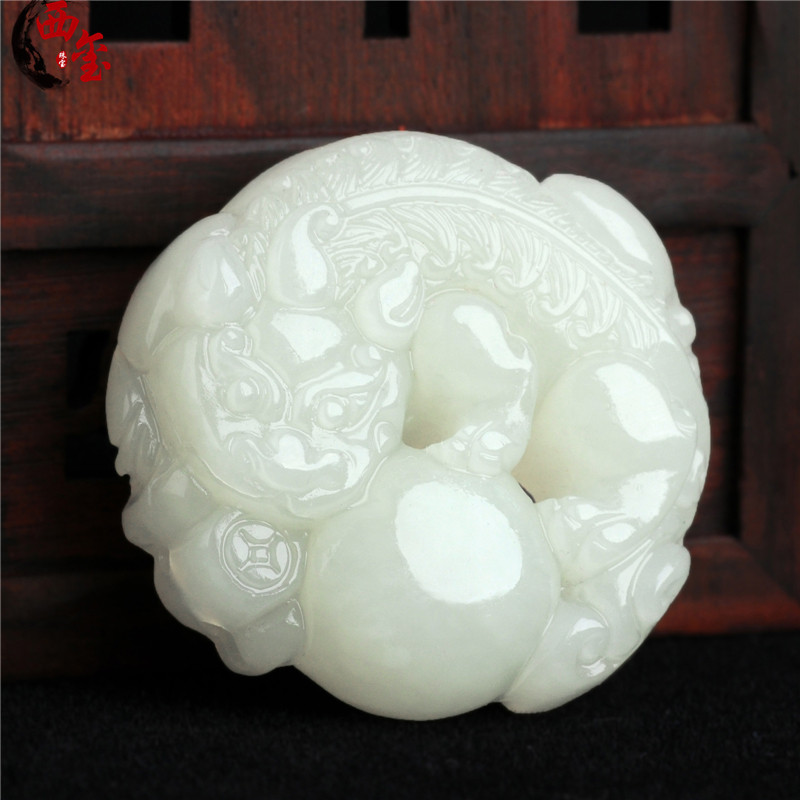 和田玉白玉有求必应貔貅吊坠男女玉石皮丘玉挂件项链玉牌玉佩 普通