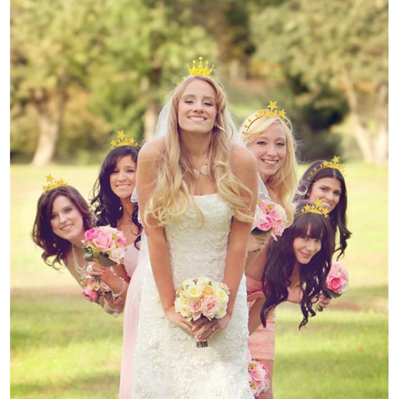 儿童成人生日派对装扮摆拍用品金粉色胶片新娘伴娘装扮拍照摄影道具