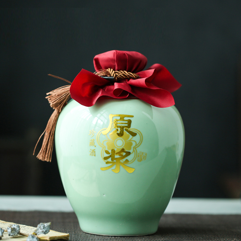 承启陶瓷酒瓶酒坛子陶瓷仿古1斤2斤3斤5斤10斤景德镇酒坛小酒壶一斤 影青原浆+封口布 10斤