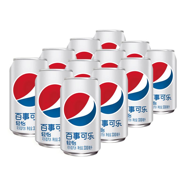 限区域、京东特价APP、PLUS会员：百事可乐 Pepsi 轻怡 无糖零卡汽水 碳酸饮料 330ml*12罐*2件