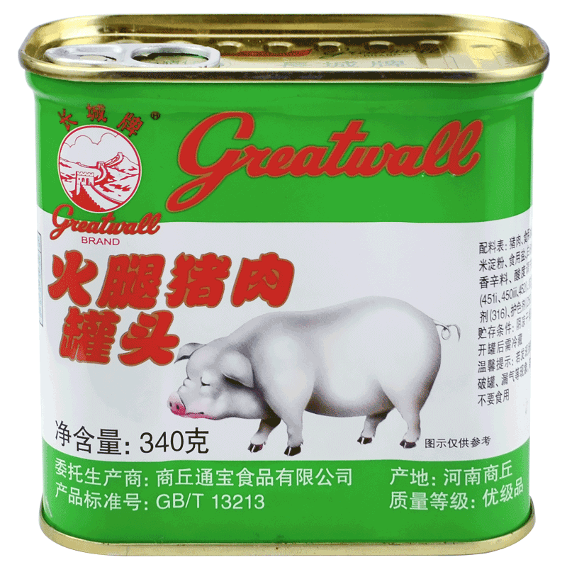 greatwall BRAND 长城牌 火腿猪肉罐头 340g