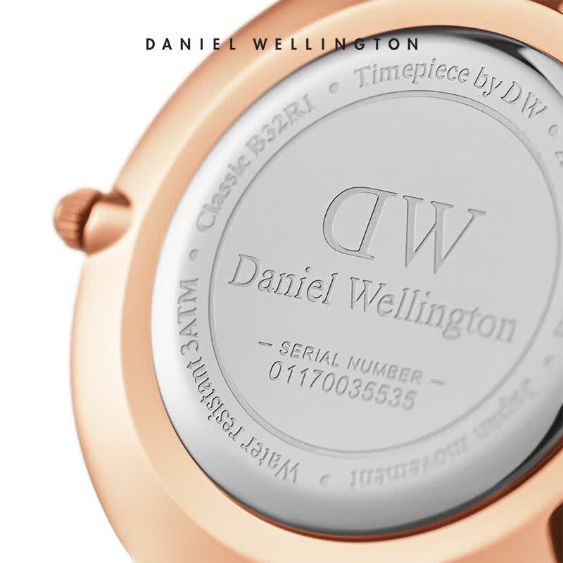 丹尼尔惠灵顿（DanielWellington）[部分爆品5折]DW手表女 简约欧美表瑞典石英腕表 生日礼物送女友 32MM金色边黑盘DW00100201
