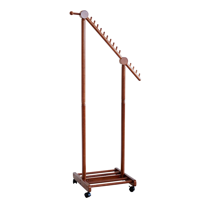 乔治木易 进口简欧实木落地衣架客厅卧室挂衣架斜杆衣帽架可移动衣架 【棕色】斜杆衣帽架
