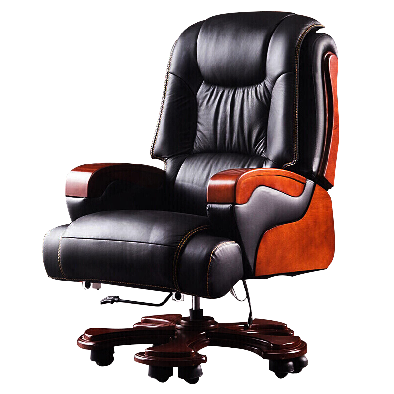 紐麥 老板椅 真皮電腦椅 按摩可躺皮質(zhì)辦公座椅子家用書(shū)房 總裁大班椅 10輪【PU+按摩】（顏色備注）