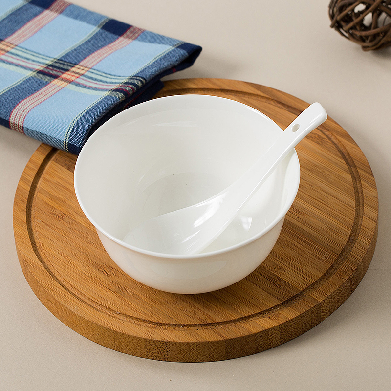 斯凯绨SKYTOP斯凯绨 骨瓷餐具陶瓷碗米饭碗纯白4件装 4.5英寸金钟碗