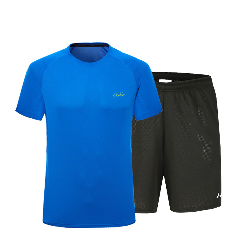卡鲁森（clothin）夏季速干短袖T恤男士休闲运动套装速干运动服跑步大码健身装天蓝 M