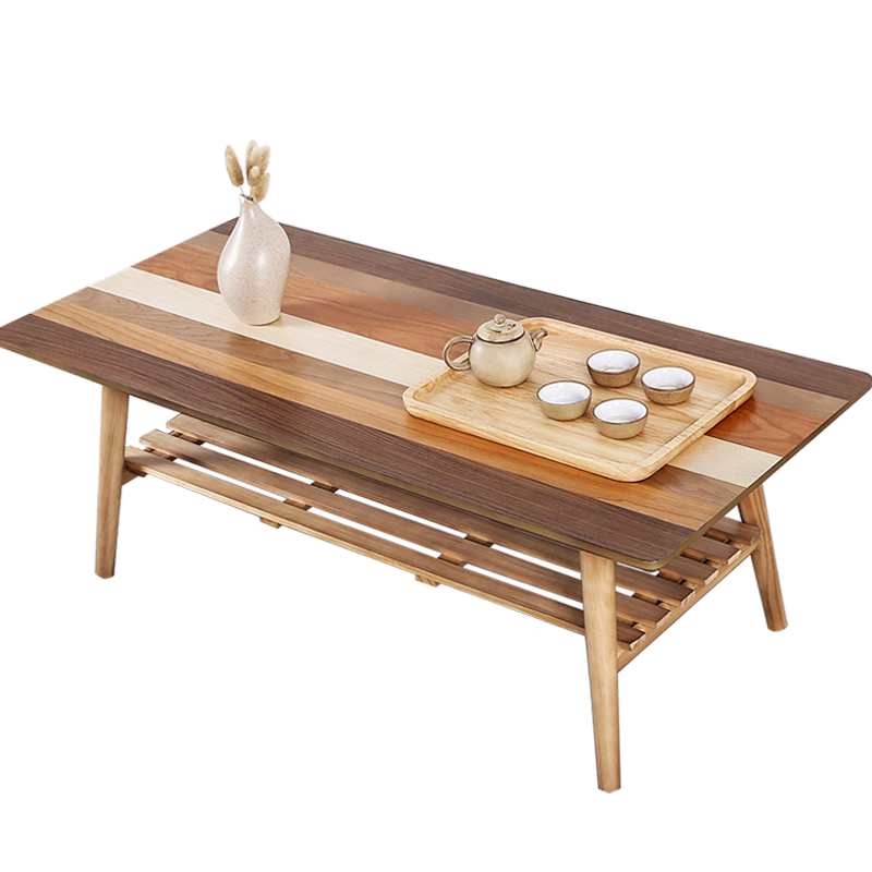 慧乐家 边桌茶几 小户型客厅家具 日式创意多色拼木方形茶几 现代简约咖啡桌 100*47.5cm  33131