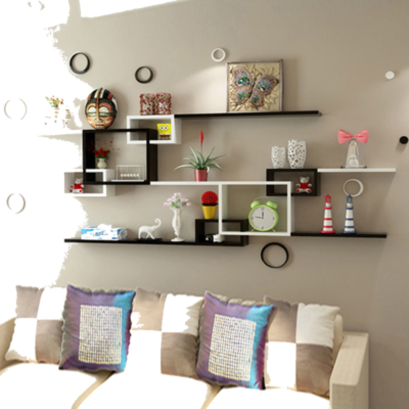 【钢琴烤漆 现货速发】墙上置物架壁挂客厅电视背景墙墙面隔板墙壁壁挂墙柜装饰架 套餐U