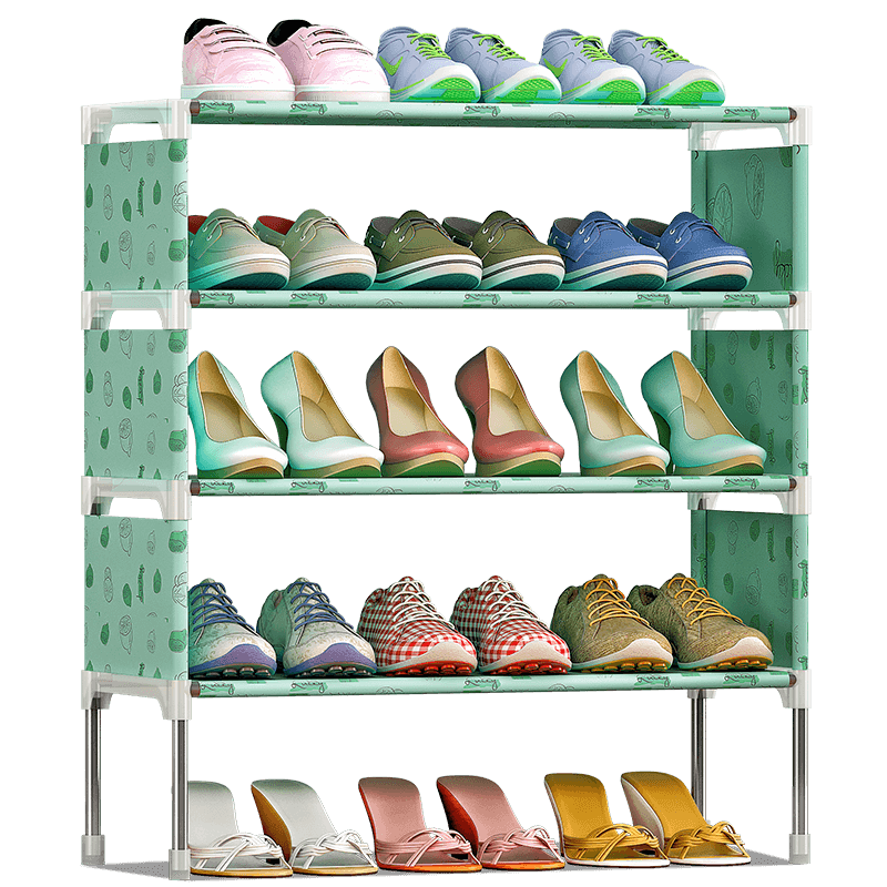 索尔诺 简易多层鞋架组装防尘鞋柜铁艺收纳架宿舍寝室家用门口K125 绿柠檬
