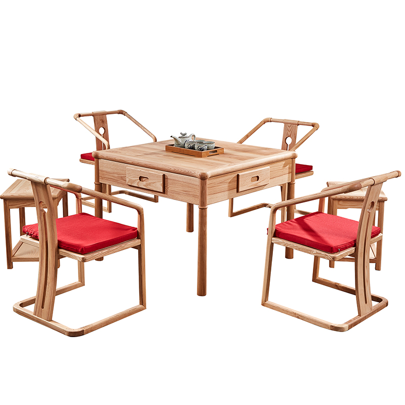 全自动麻将机  麻将桌|餐桌式 木桌   新中式 清韵风 原木色 简约风格