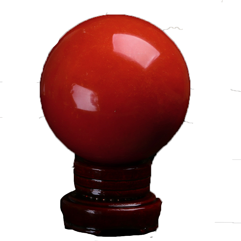 碧凤阁 夜光球摆件 夜明珠玉石圆球客厅书房摆设饰品 红色 直径6cm