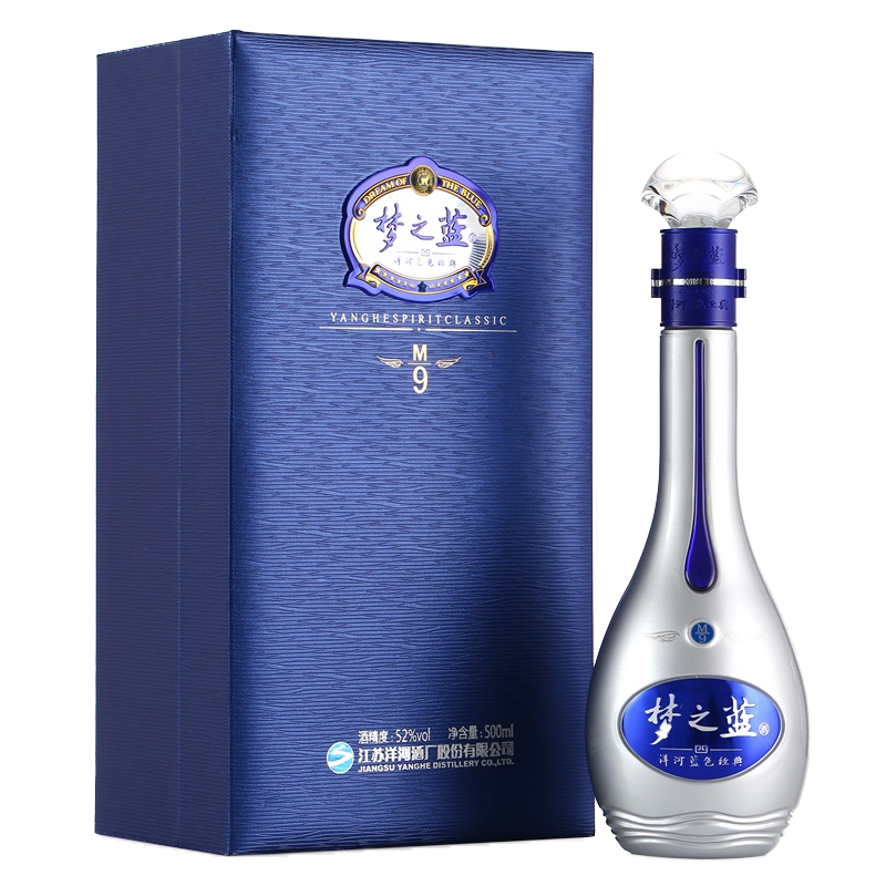 YANGHE 洋河 梦之蓝 蓝色经典 M9 52%vol 浓香型白酒 500ml 单瓶装